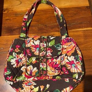 Vera Bradley brown and‎ pink floral satchel purse